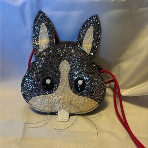 Crewcuts Purse Bag Emoji Rabbit Bunny Silver Glitter Shimmer Small